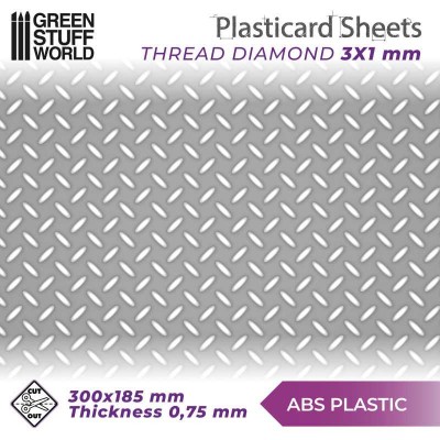 ABS Plasticard - Thread DIAMOND Textured Sheet - A4 - GREEN STUFF 1100